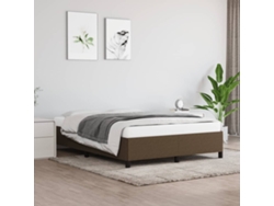 Cama Sin Colchón Tela Marrón Oscuro 140x200 Cm