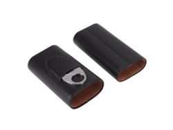 Estuche de cuero para puros, humidor de viaje con caja de madera de cedro y cortador de puros, portapuros portátil para hombre, diseño compacto y portátil, regalo elegante.