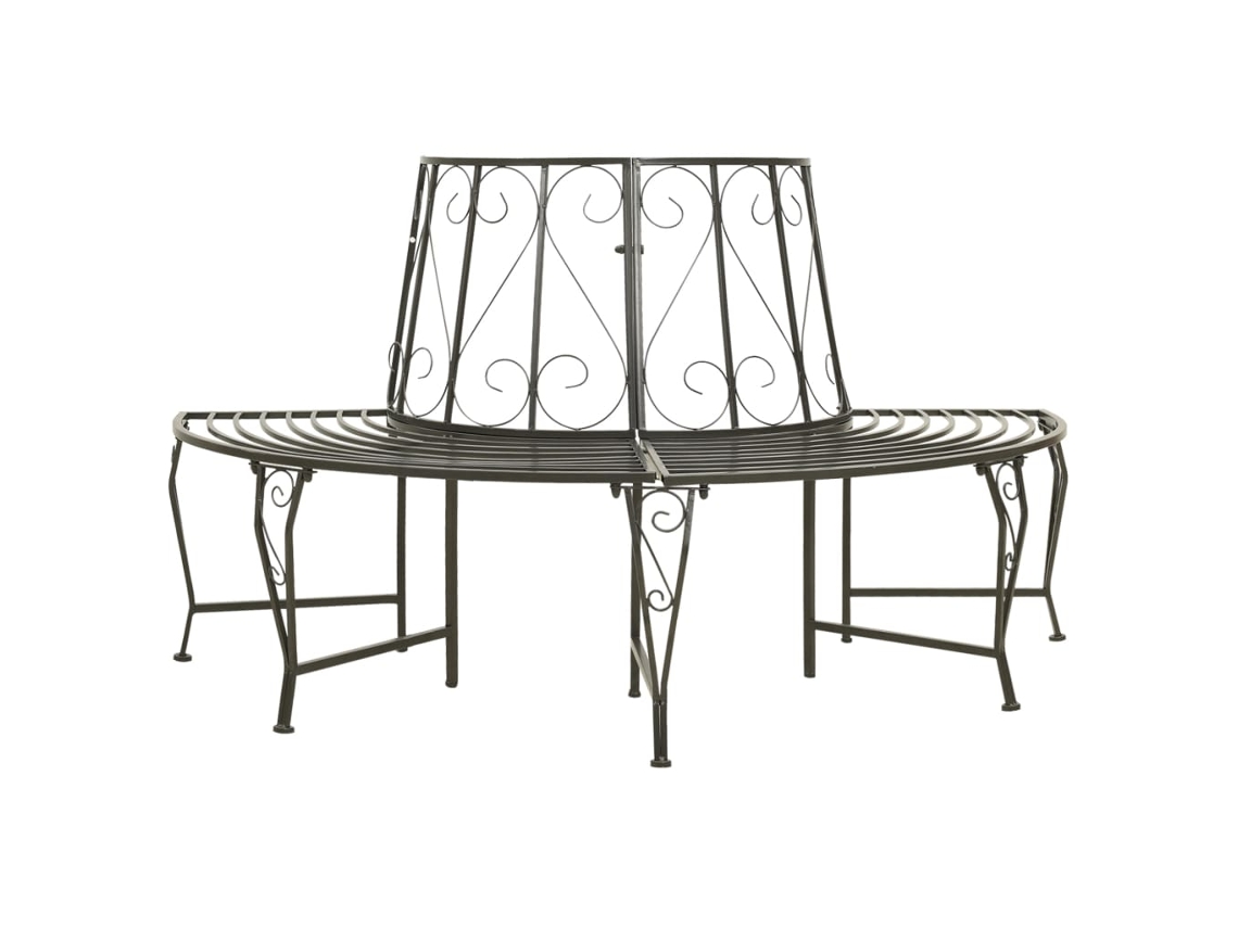 Banco para árbol VIDAXL Gris Acero (160x80x89 cm)