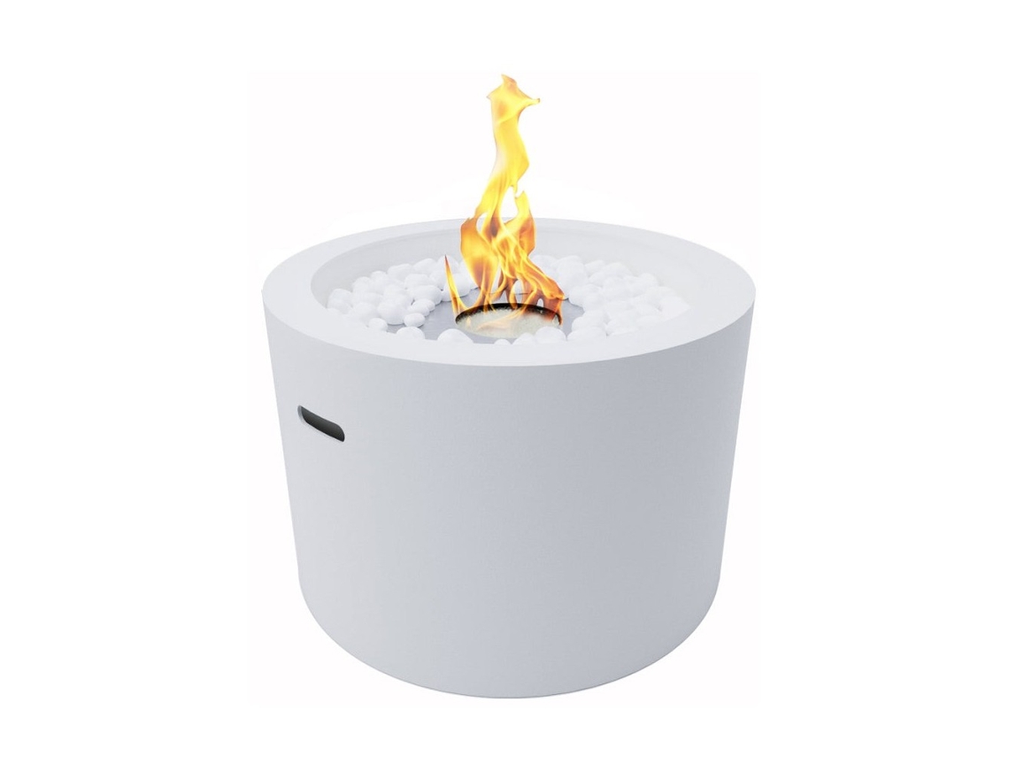 Chimenea de bioetanol hoguera redonda de jardín para uso interior y exterior RODI White d.47,5