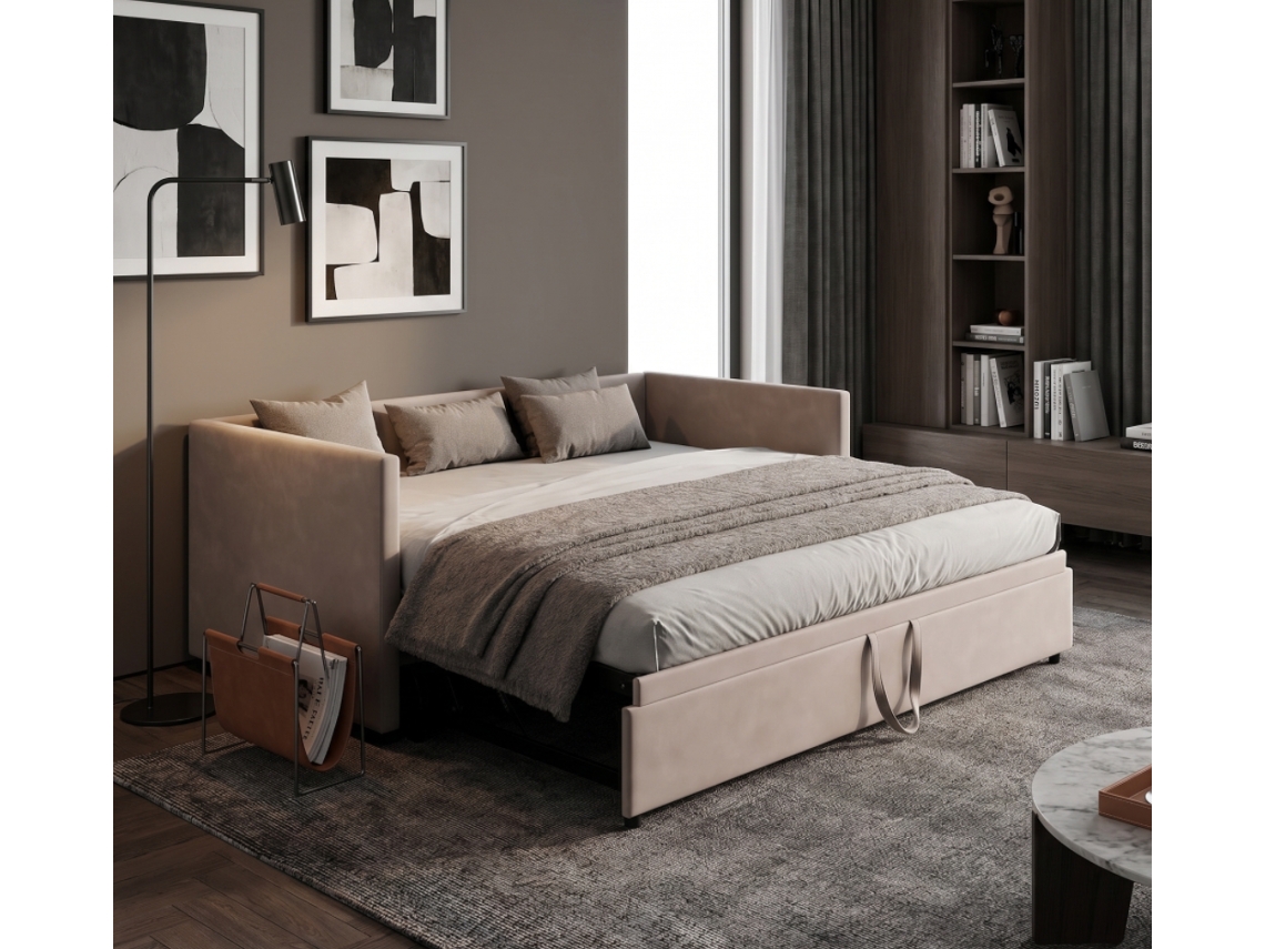Sofá Cama Convertible 2 Plazas 90/180 X 200cm, Sofá Cama Extensible Tapizado Sofa Cama Plegable Multifunción De Terciopelo, Gris (sin Colchón)
