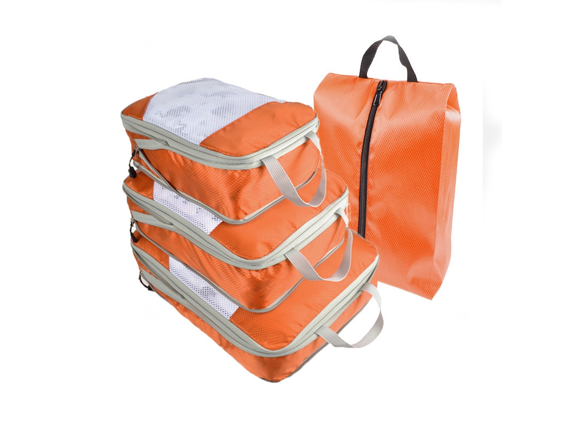 Juego De 4 Piezas, Organizadores De Equipaje De Viaje De Malla Expandible Para Ropa, Ropa Interior CHRUI Naranja Rojo