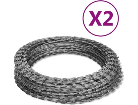 Conjunto 2 Alambre de espino rollo helicoidal VIDA XL acero galvanizado (60 m)