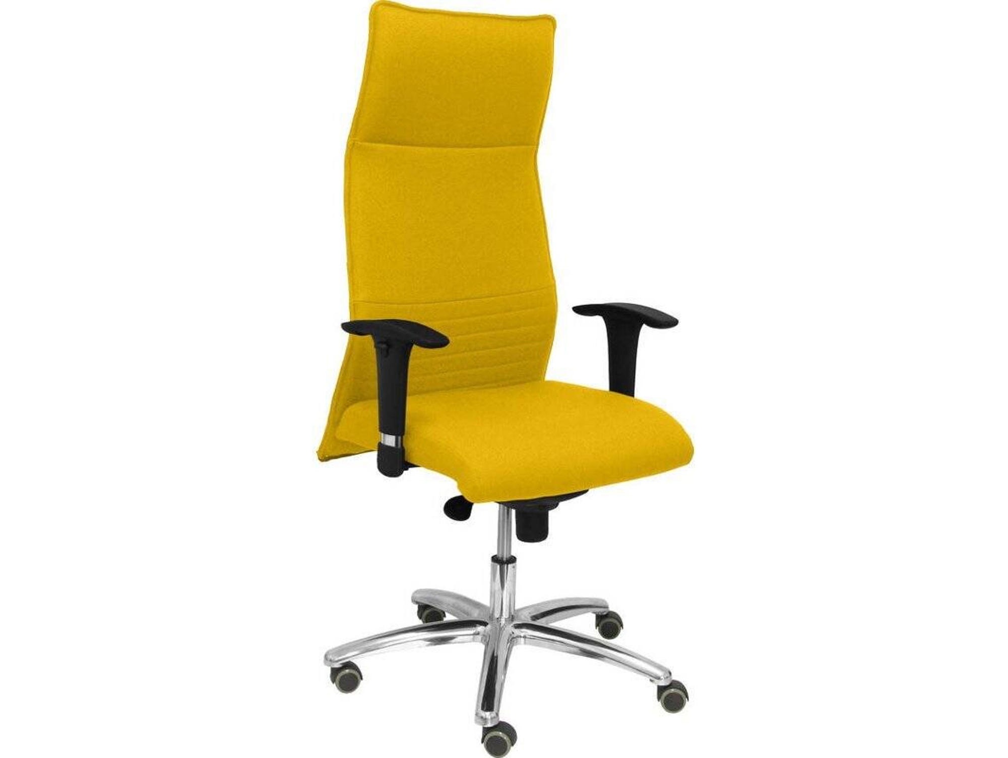 Silla de Escritorio Ejecutiva PYC Albacete XL Amarillo con ruedas de parqué (Brazos ajustables - Tejido)