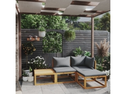 Conjunto de jardín de 4 piezas DKD Home Decor con cojines de acacia maciza