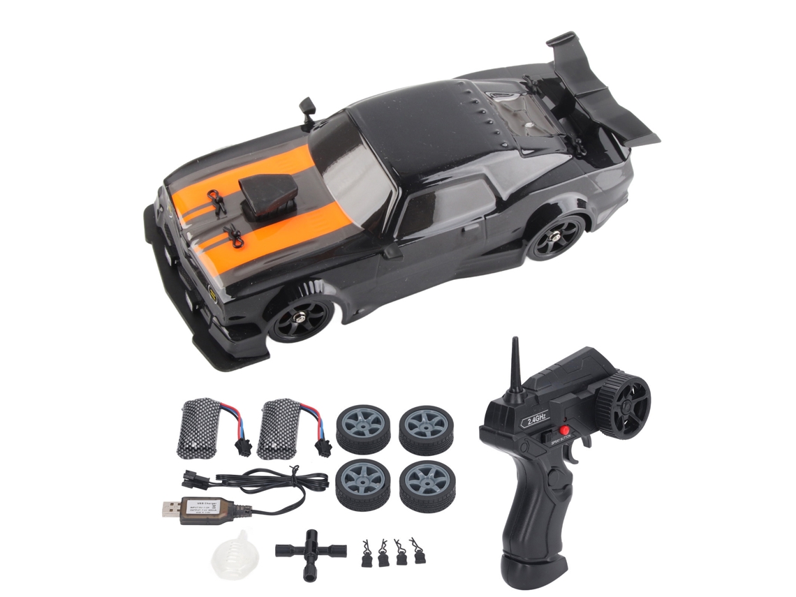 Coche Rc De Drift A Escala 1/16, Tracción 4x4, Luces Led, 18 Km/h, 2,4 Ghz, Doble Batería, Antiinterferencias.