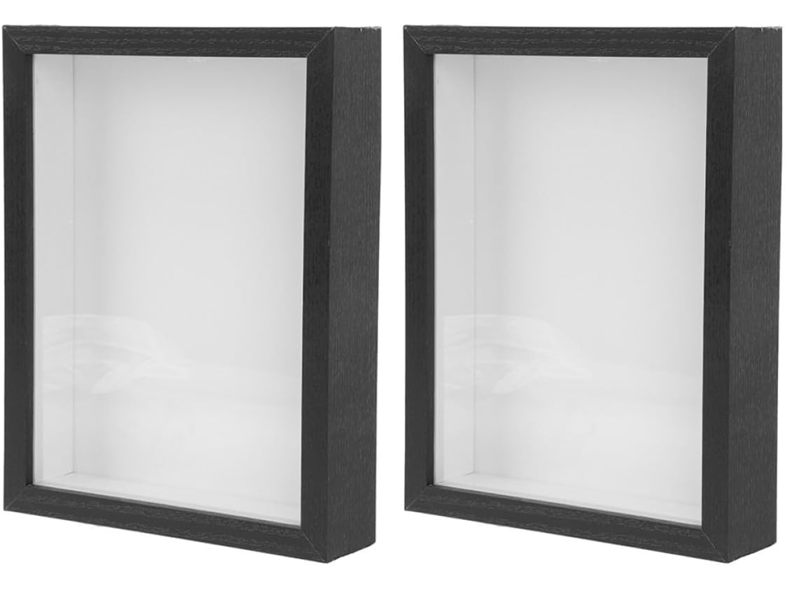 Caja de exhibición de plástico negro para muestras, 2 piezas, marco para plantas simple y elegante, ideal para decoración DIY GOKOCO