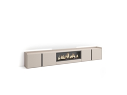 Mueble Tv, Televisión, 315x35x50cm, Para Tv Hasta 80", Chimenea Eléctrica Xxl, Led, Beige