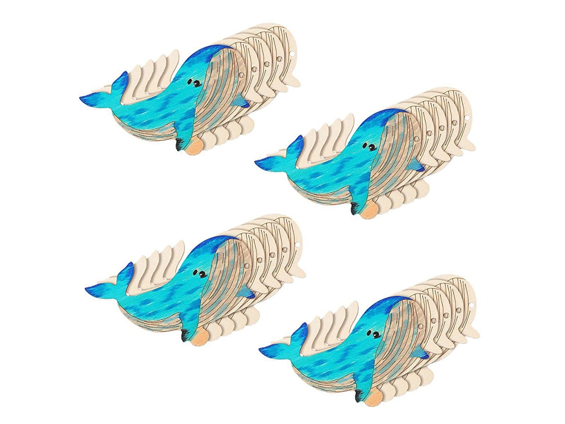 Ats-20 Piezas Kit De Manualidades De Animales Marinos De Madera Para Niños Pintura Creativa Regalos Diy Para Niños Y Niñas
