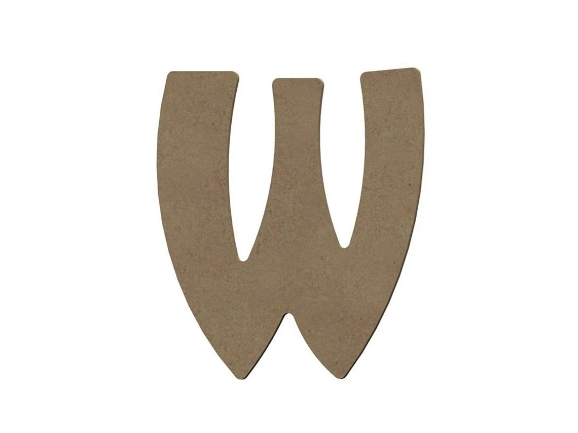 Letra W mayúscula de madera MDF para decoración - 8 cm