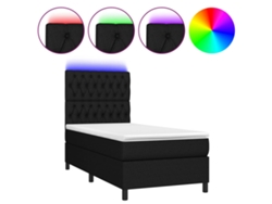 Maison Exclusive - Cama Box Spring Colchón Y Luces Led Tela Negro 80x200 Cm
