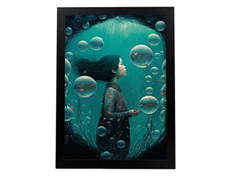 NACNIC Poster Bajo El Mar En Estilo Surrealismo Cinematográfico Ilustraciones Y Grabados De Historieta Abstracta Y Artística A4 Marcos Negros