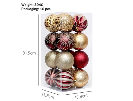 Bola de Navidad TUSERXLN Forma Irregular Oro Plástico Rojo