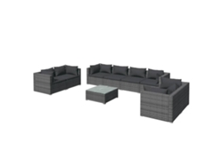 Conjunto 9 de muebles de jardín VIDAXL y cojines ratán sintético gris