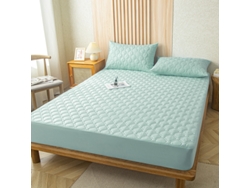 Protector De Colchón Impermeable Czhhmart (sábana Bajera Ajustable) 200 Cm X 220 Cm (con Dos Fundas De Almohada) Verde Claro