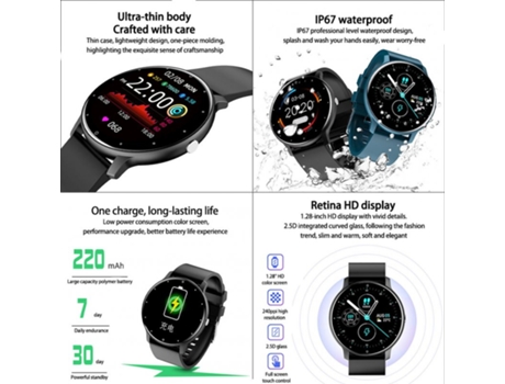 Smartwatch Monitor de presión arterial de 28 pulgadas Compatible con Android iOS Rosa
