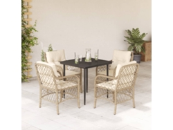 Juego de comedor de jardín de 5 piezas con cojines, mimbre sintético beige, Dkd Home Decor