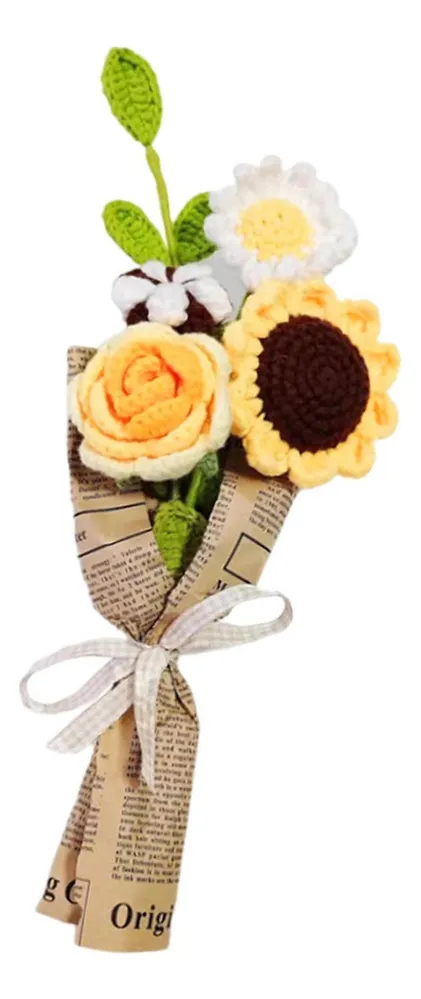 Nuevo ramo de flores de crochet con flores artificialesvayotoy