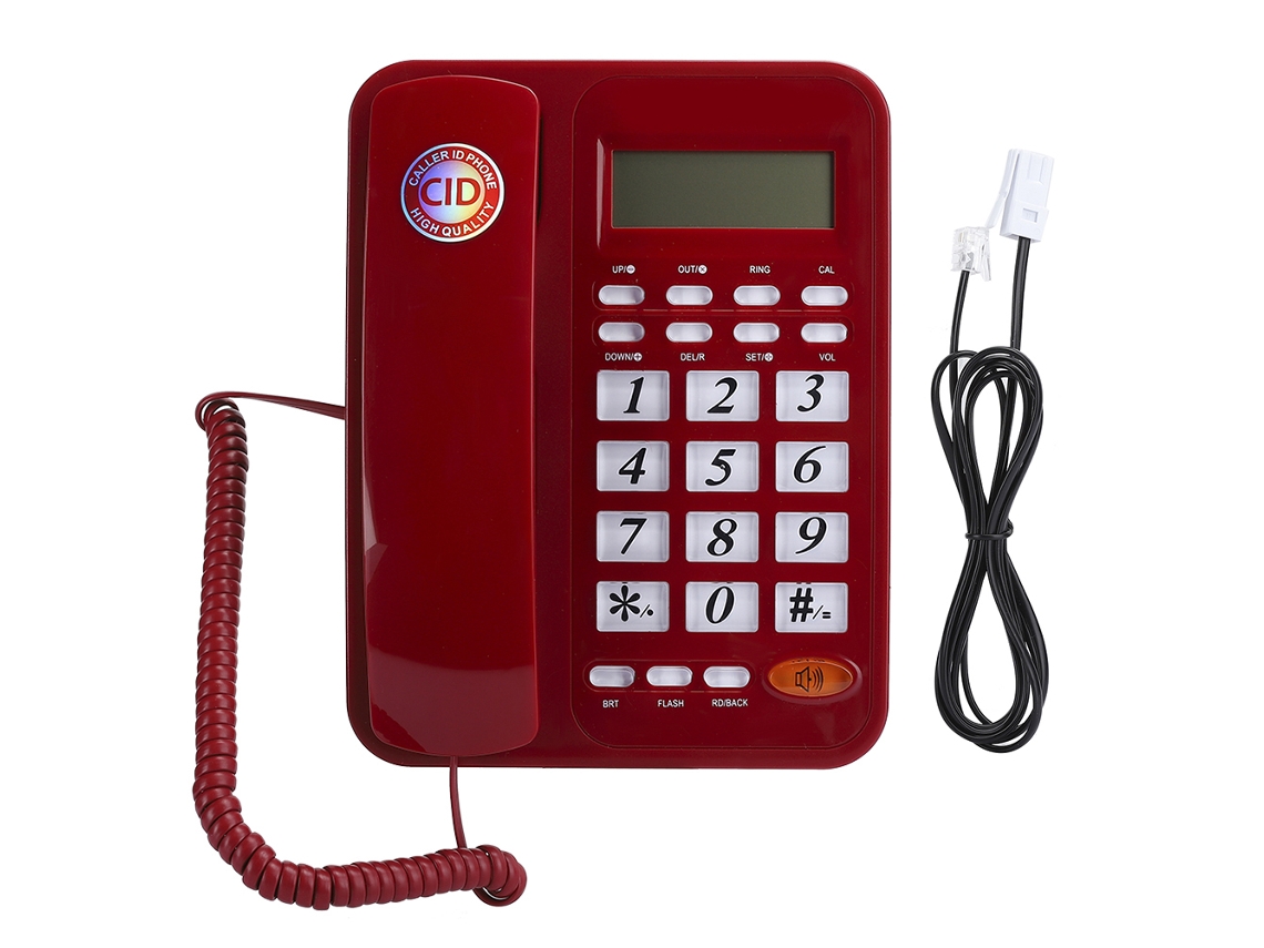 Teléfono fijo con altavoz e identificador de llamadas