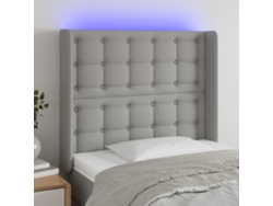 Cabecero con LED de tela gris claro 93x16x118/128 cm