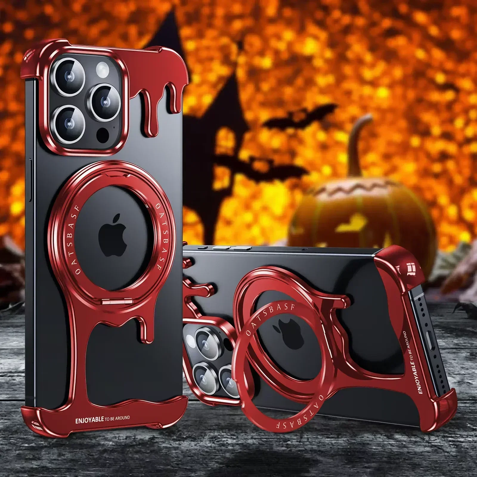 (iphone 14 Rojo) Funda Sin Marco, Compatible Con Magsafe, Soporte De Anillo Giratorio De 360°