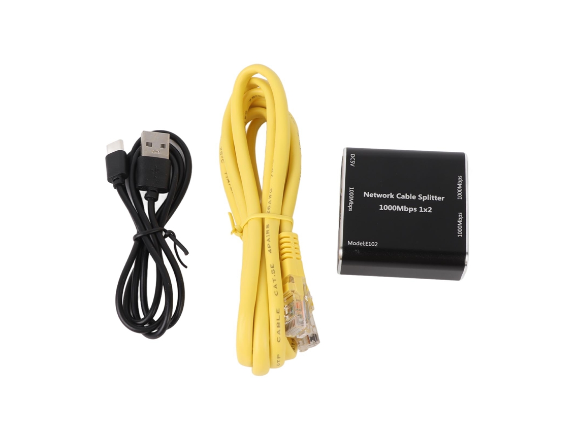 Divisor Gigabit Ethernet De 1 A 2, 1000 Mbps, Adaptador Rj45 De Alta Velocidad Con Cable De Alimentación Usb.