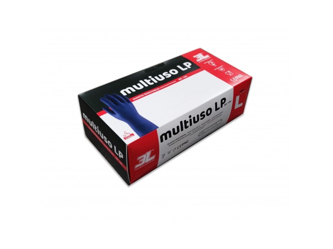 Guantes 3L INTERNACIONAL De Latex Extra Fuertes Multiuso Lp 50 Uds (Talla L)