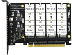 Adaptador De Tarjeta De Expansión M.2 Nvme Ssd Pci-e 5.0 X16 De 4 Puertos - Compatible Con 2230 Y 2242