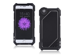 Caja De Aluminio Resistente A Impactos Con Película De Vidrio Templado Y Lente De Cámara Para Iphone 7 Negro