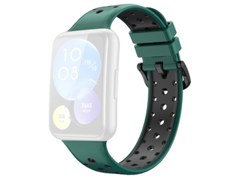 Correa de Silicona dos colores liberación rápida para Huawei Watch Fit 2 - negro/verde negruzco