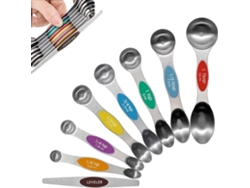 Juego de 8 cucharas medidoras de acero inoxidable para ingredientes secos y líquidos (de colores)