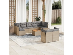 Conjunto de sofá de jardín de 10 piezas con cojines en mimbre beige mixto DKD Home Decor