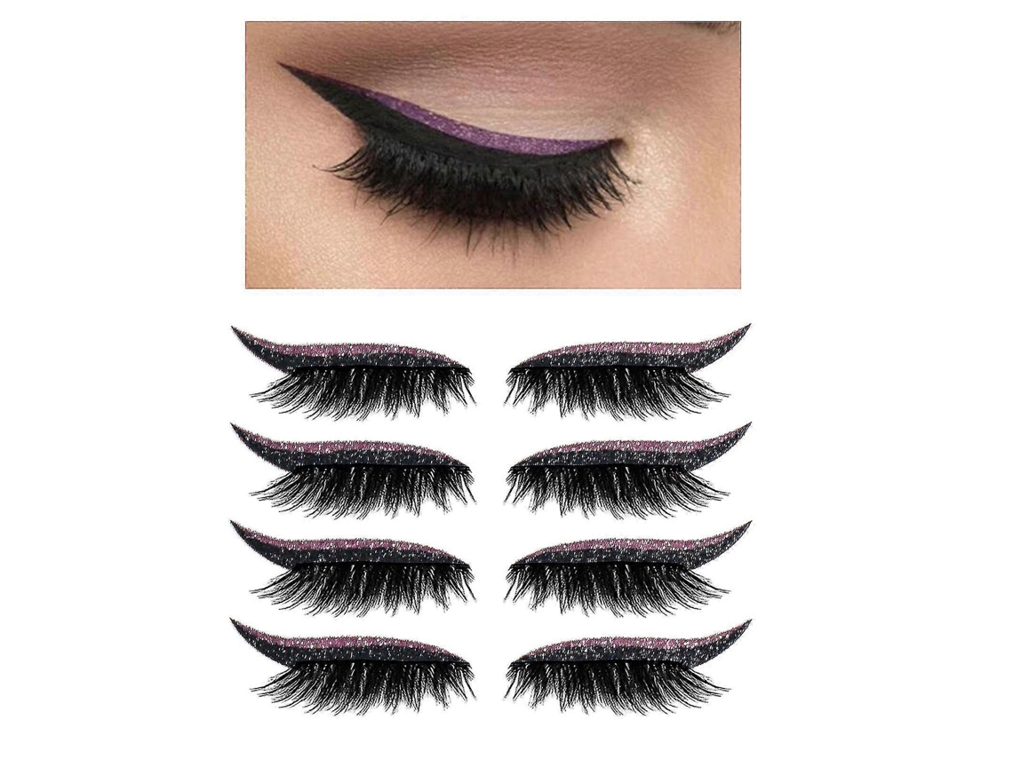 4 pares de pegatinas reutilizables con purpurina para pestañas, cinta de maquillaje invisible. Rosewell