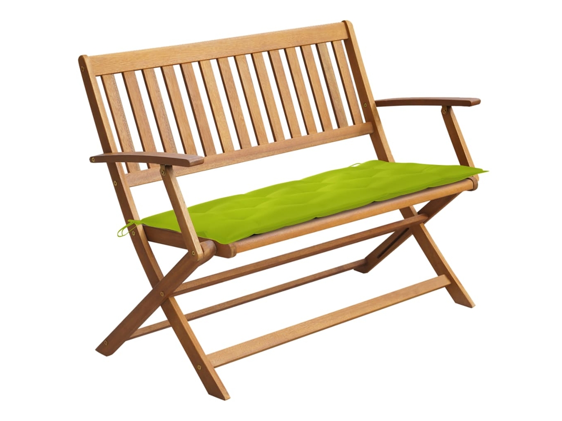 Lovely Home Banco de Jardín con Cojín 120 Cm Madera de Acacia Maciza