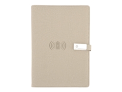 Portátil Inteligente Con Carga Inalámbrica, Batería Externa De 8000 Mah Y Cable 3 En 1, Tamaño A5, Color Caqui.