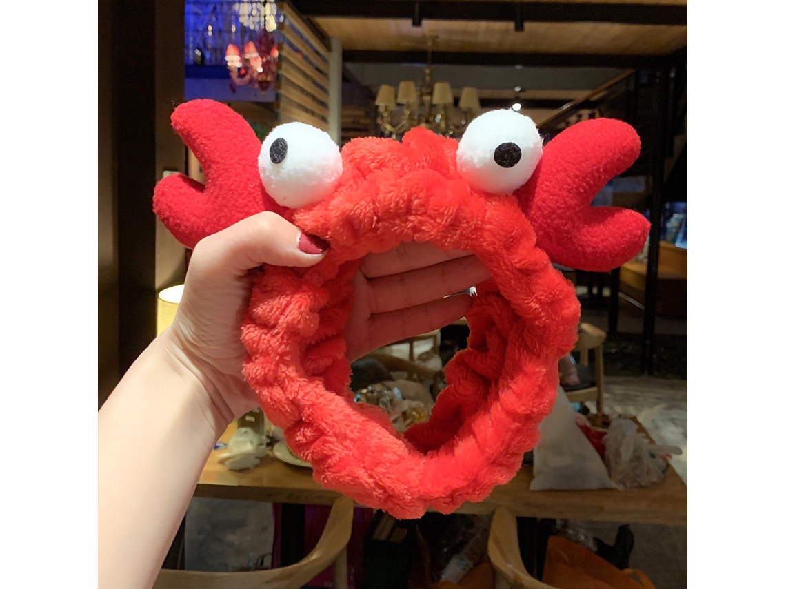 Cinta De Cabello Para Maquillaje Y Limpieza Facial Cute Crab Red Suave Elástica Ligera Accesorio De Maquillaje