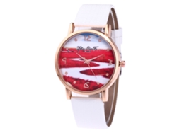 Reloj De Pulsera De Aleación Para Mujer Con Dial Redondo Analógico De Cuarzo Blanco