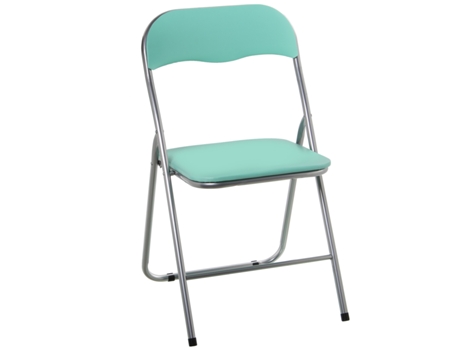 Silla Plegable Metal Verde, Asiento Polipiel Acolchado