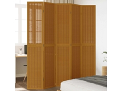 Biombo Separador De 5 Paneles Madera Maciza Paulownia Marrón