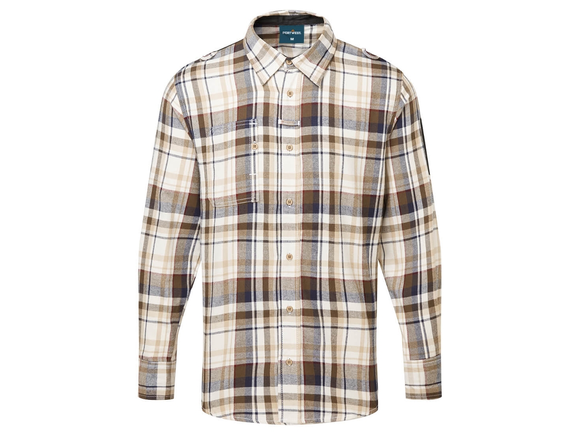 Camisa de trabajo a cuadros Kx3 Estilo duradero / Cuadros marrones / L Portwest