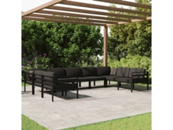 Conjunto de muebles de jardín con cojines de aluminio antracita, Dkd Home Decor