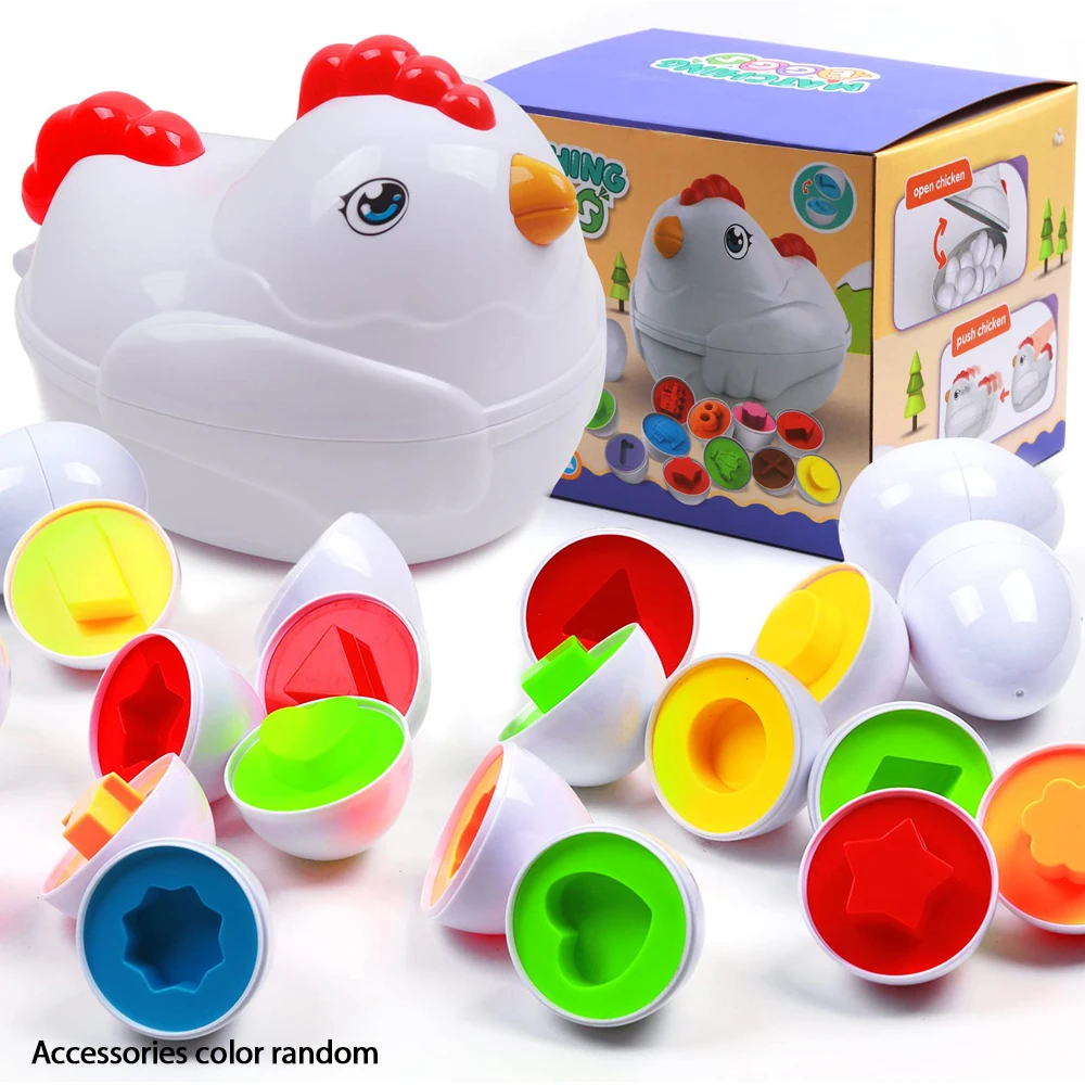 Brinquedo Sensorial para Bebês com 12 Ovos para Combinar MDUG (18 Combinações de Formas)