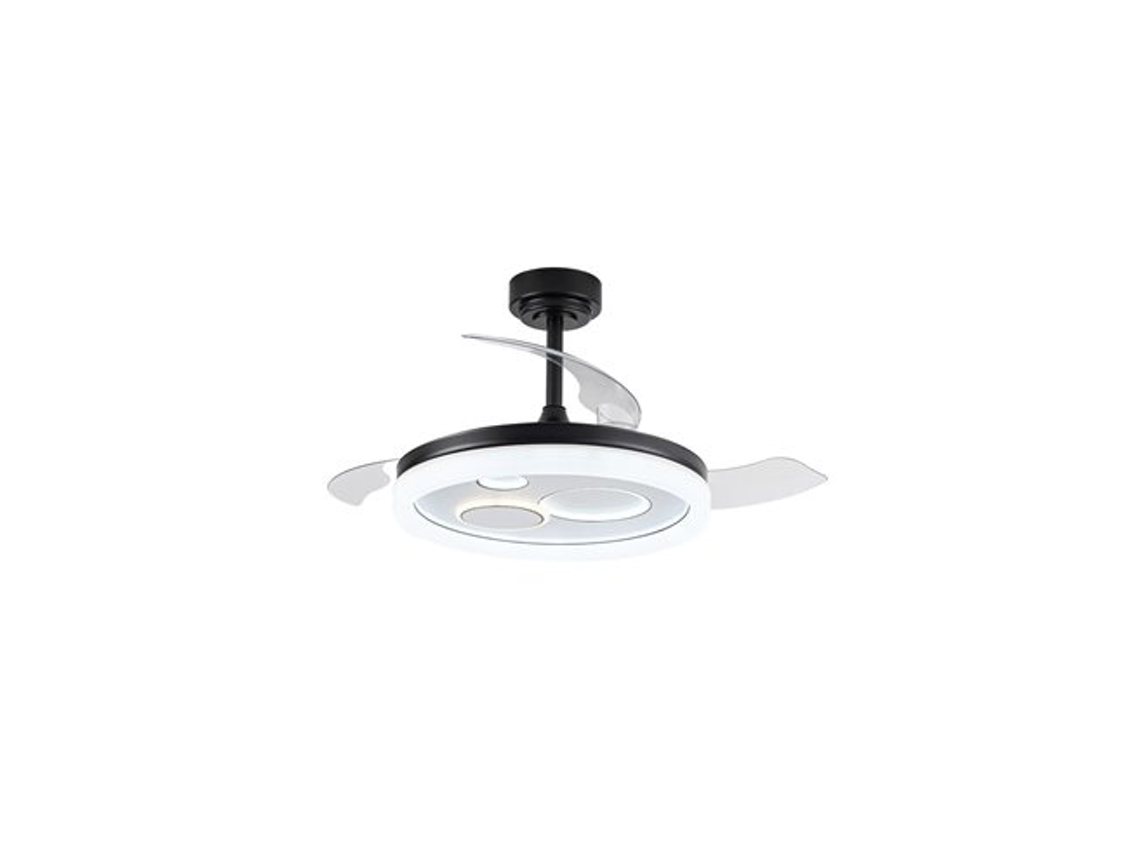 Ventilador Led Regulable Con Aspas Plegables Naira (50w 3cct 6000lm) Ip20 Fabricado En Acero, Pmma Y Policarbonato Color Negro
