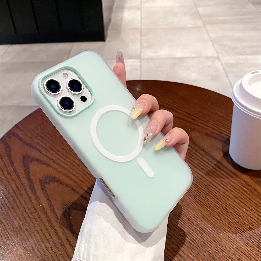 (iphone 17 Pro Max, Verde Claro) Funda Mate Magsafe Con Carga Inalámbrica Y Protección De Marco Magnético Para Iphone.