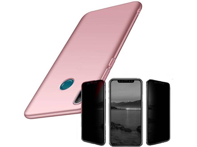 Kit Carcasa y Protector Privacy Huawei P Smart 2019 SlimShield Rosa