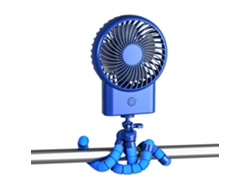 Ventilador Con Clip Para Cochecito De Bebé (azul) - Ventilador Portátil Giratorio De 360° - Recargable Por Usb