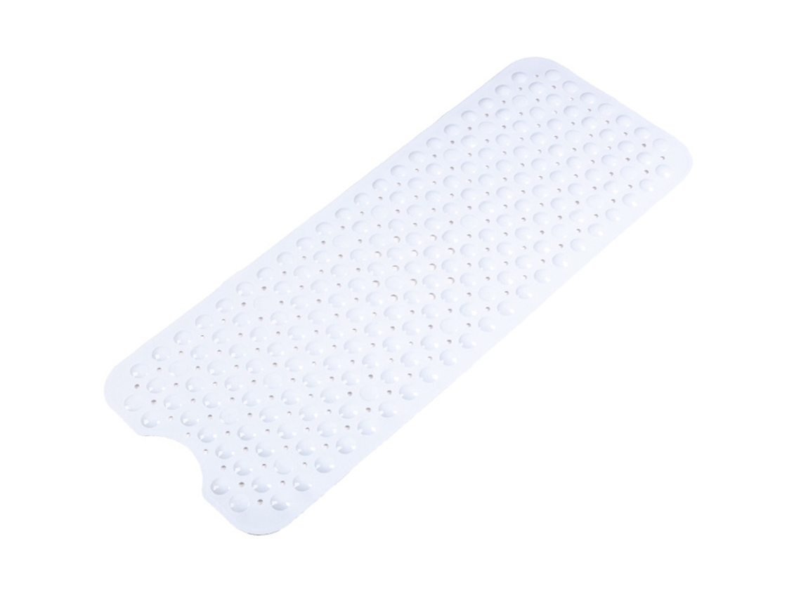 Esteira Anti-escorregamento Para Chuveiro Banheiro 40x100cm Pvc Com Copoas De Sucção Branco