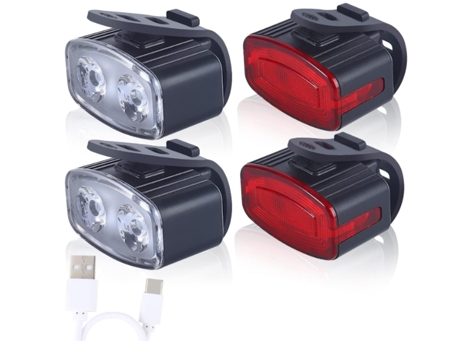 Paquete de 4 luces de bicicleta recargables USB, luces de bicicleta súper brillantes, luces de bicicleta para niños, faro delantero y luz trasera t...