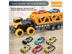 Camión de juguete grande con contenedor, plegable y transformable Mdug (amarillo)