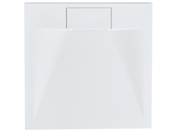 Plato de ducha Beliani Azzurro efecto piedra natural fabricado en material sintético SMC blanco 80x80x3